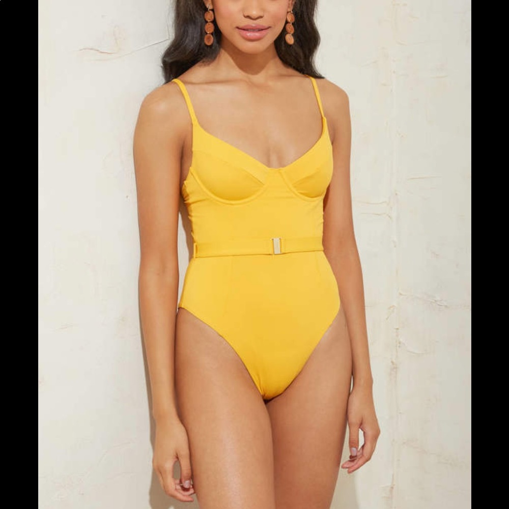 Onia X WeWoreWhat yellow one piece swimsuit